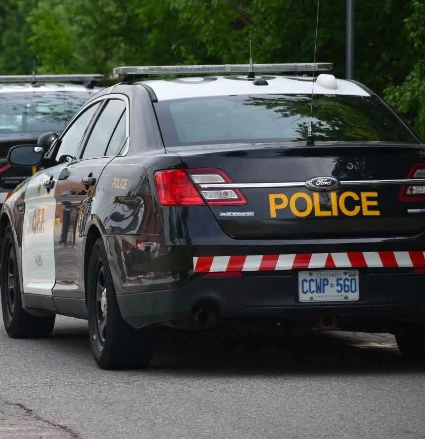 South Simcoe Police cruisers and Barrie Fire at night